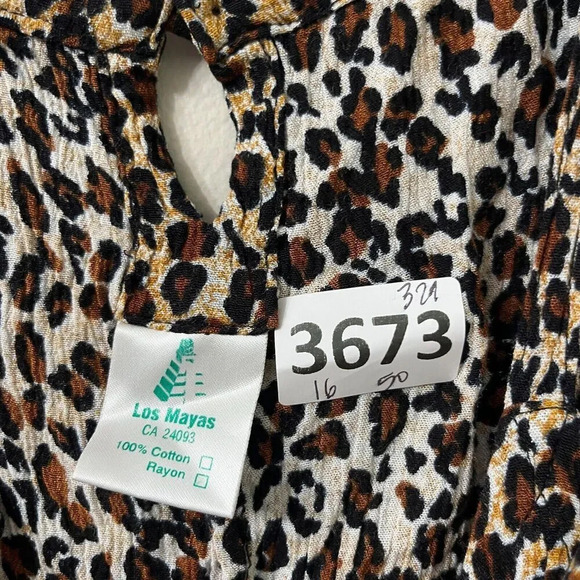 Los Mayas Womens Slinky Leopard Slip Dress S/M Maxi Sleeveless Animal Cotton - Picture 7 of 7